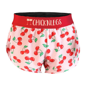 Women's ChicknLegs 1.5" split running shorts in cherries print