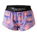 Women's ChicknLegs 1.5" split running shorts in piggies print