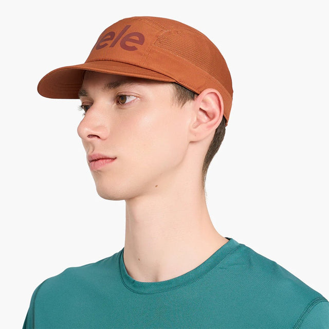 ciele athletics GOCap Comp Century running hat in gingerbread  colour model side view