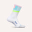 Side view of Feetures Elite LC mini crew sock in candy court colour