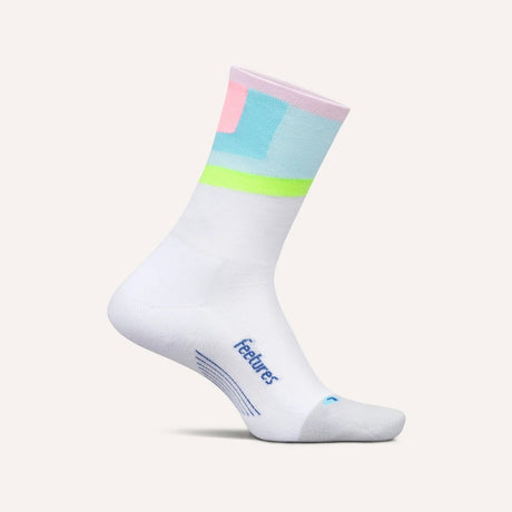 Side view of Feetures Elite LC mini crew sock in candy court colour
