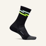 Side view of Feetures Elite ULC mini crew sock in night track colour