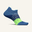 Side view of Feetures Elite ULC no show tab sock in bahama blue colour