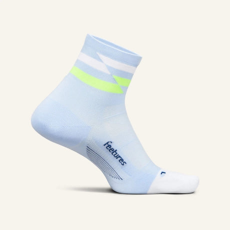 Side view of Feetures Elite ULC quarter sock in day track colour
