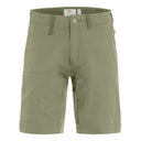 Front view of men's light olive fjallraven abisko lite shorts