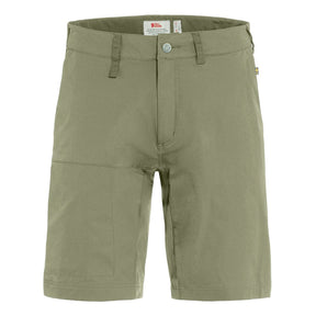 Front view of men's light olive fjallraven abisko lite shorts