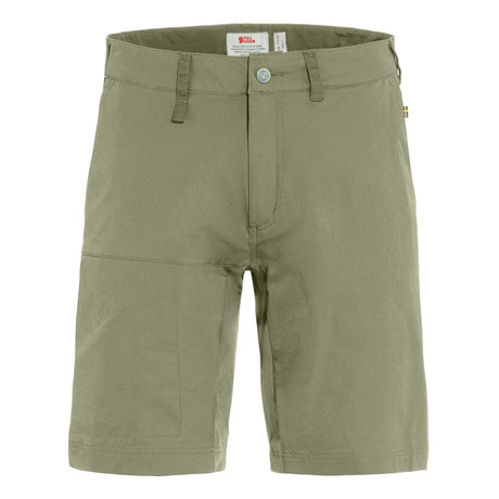 Front view of men's light olive fjallraven abisko lite shorts