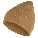 Front view of Fjallraven Classic Knit Hat in buckwheat brown colour