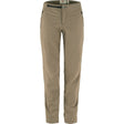 Front view of Fjallraven women's high coast trail trousers in suede brown colour