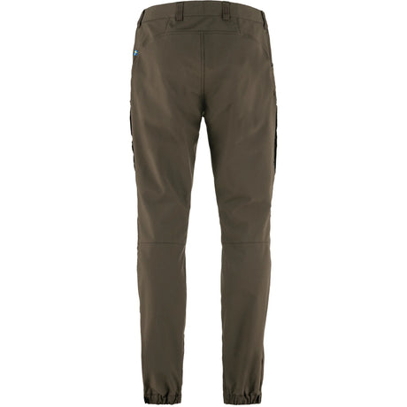 Back view of men's dark olive fjallraven keb agile trousers