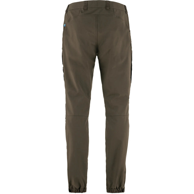Back view of men's dark olive fjallraven keb agile trousers