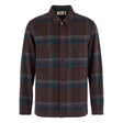 Front view of Fjallraven Singi Flannel overshirt men's in black oak colour