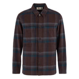 Front view of Fjallraven Singi Flannel overshirt men's in black oak colour