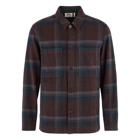 Front view of Fjallraven Singi Flannel overshirt men's in black oak colour