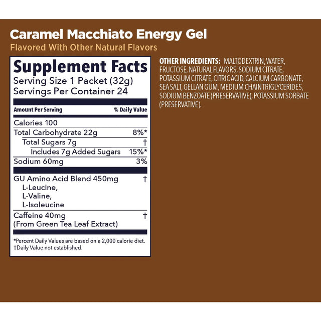 Caramel macchiato GU energy gel nutrition information
