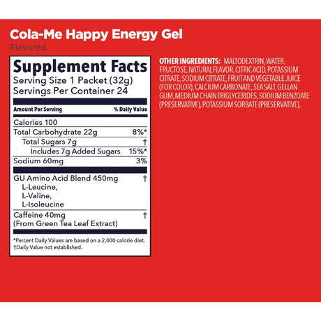 Cola me happy GU energy gel nutrition information