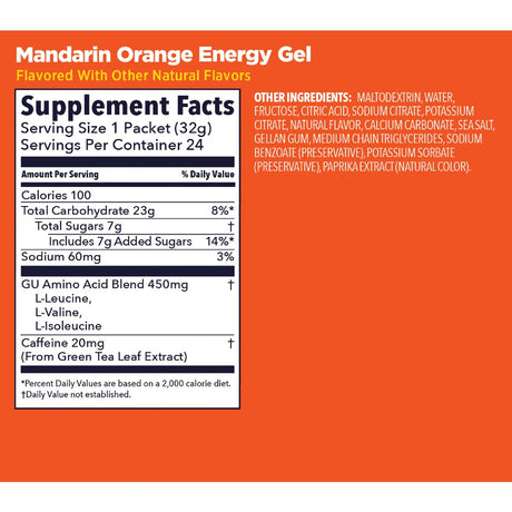 Mandarin orange GU energy gel nutrition information