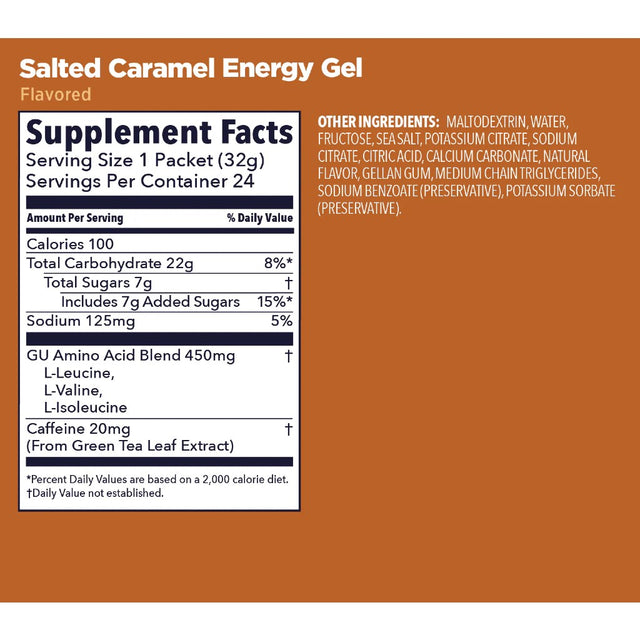 Salted caramel GU energy gel nutrition information