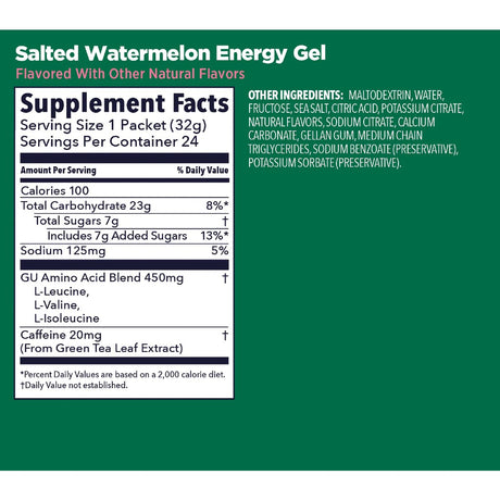 Salted watermelon GU energy gel nutrition information