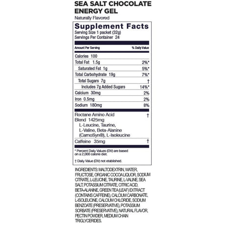 GU Roctane gel Sea Salt Chocolate flavour nutrition information