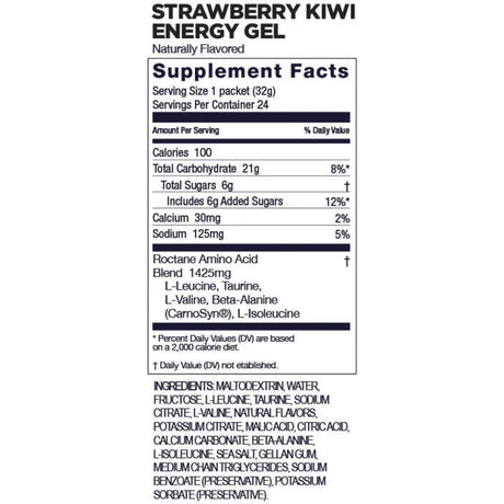 GU Roctane gel Strawberry Kiwi flavour nutrition information