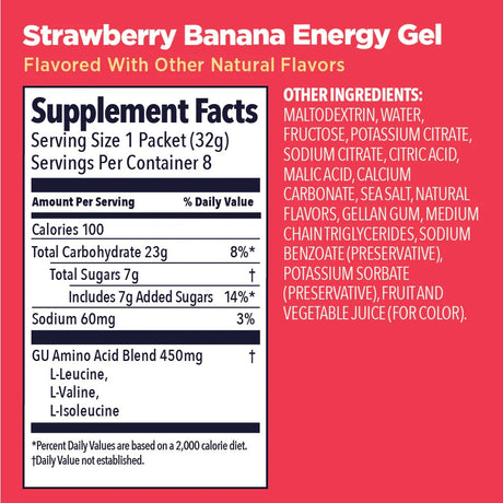 Strawberry banana GU energy gel nutrition facts