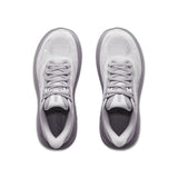 Top view of women's Hoka Clifton 11 running shoe in stardust mellow/lilac colour