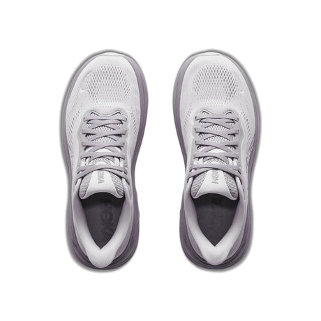 Top view of women's Hoka Clifton 11 running shoe in stardust mellow/lilac colour