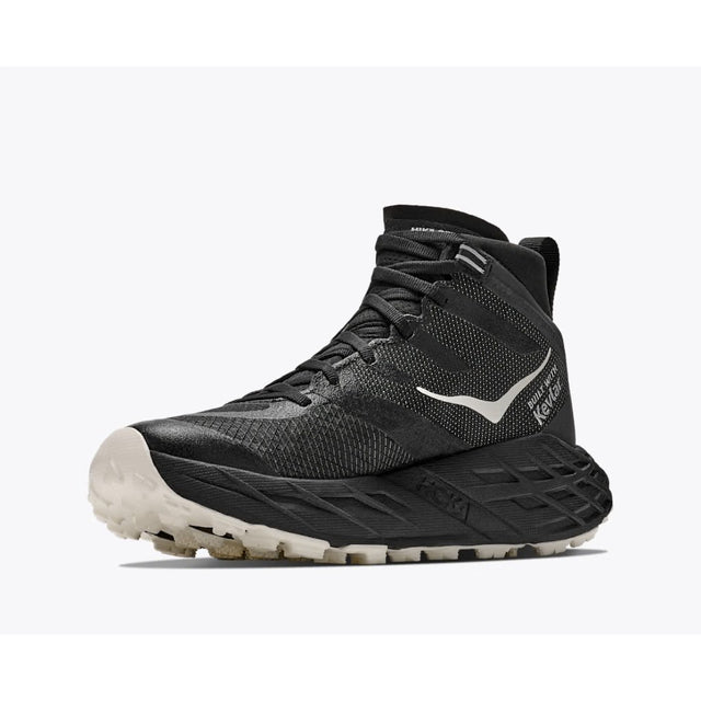 Side view of Hoka Speedgoat 7 Hike GTX women's boot in black alabaster colour