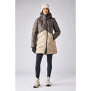 Front on-model view of Inyeva Ayaba IV down jacket women's in night owl/silt cb colour