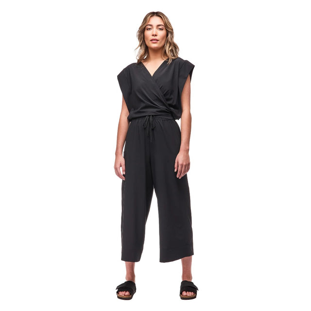 Front view on-model of Indyeva Byza Jumpsuit in black colour