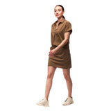 Front view on-model of Indyeva Frivol Shirt in Umber colour