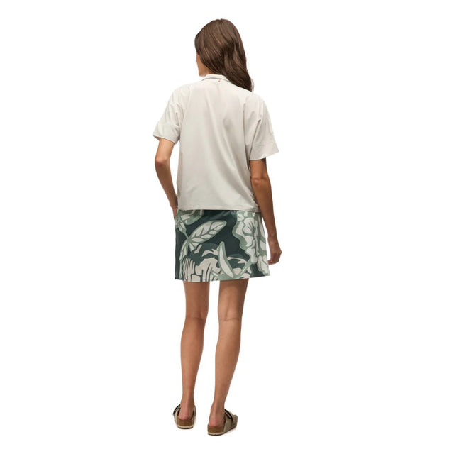 Back view on-model of Indyeva Havada Shirt in oyster colour