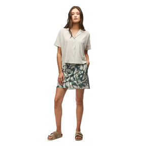 Front view on-model of Indyeva Havada Shirt in oyster colour