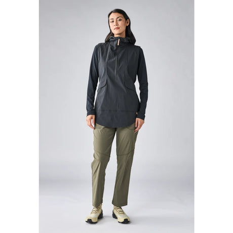 On-model front view of Indyeva Women's Linoa Tunic in Black colour
