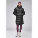 Front on-model view of Indyeva Neburo Down Jacket women's in black colour