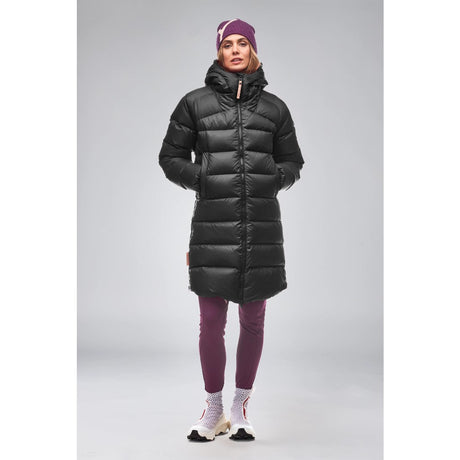 Front on-model view of Indyeva Neburo Down Jacket women's in black colour