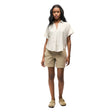 Front view on-model of Indyeva Sahra 6" II in wheat colour