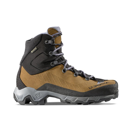 Side view of La Sportiva Aequilibrium Trek GTX for Women in Coffee/Stone-Blue colour