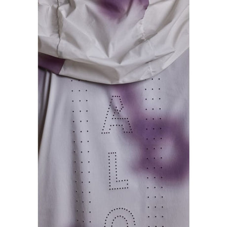 Back view of perforated detail of the Maloja women's AlarisM running jacket in shaded white shadow colour
