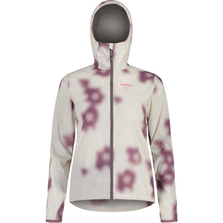 Front view of Maloja women's AlarisM running jacket in shaded white shadow colour