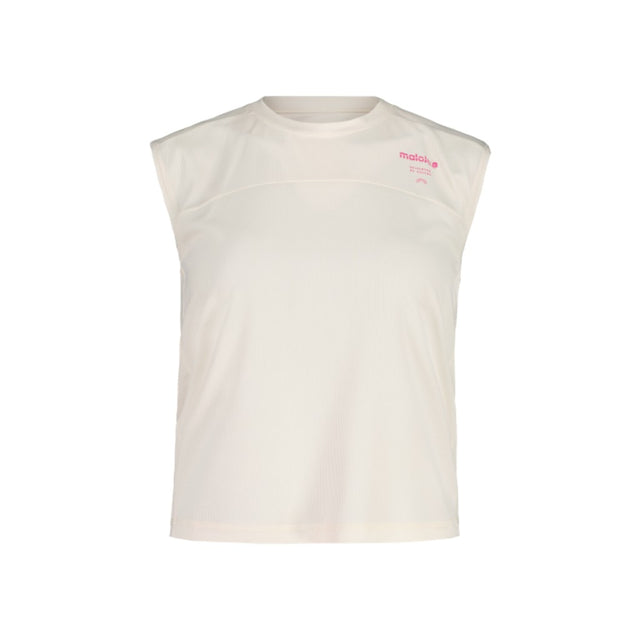 Front view of Maloja women's BersebaM Running Tank in shaded white colour