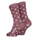 Maloja's VulpotM. socks in stormy lilac colour with white stars