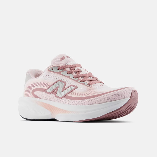 Side view of women's stone pink/rosewood New Balance Ellipse running shoe