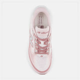 Top view of women's stone pink/rosewood New Balance Ellipse running shoe