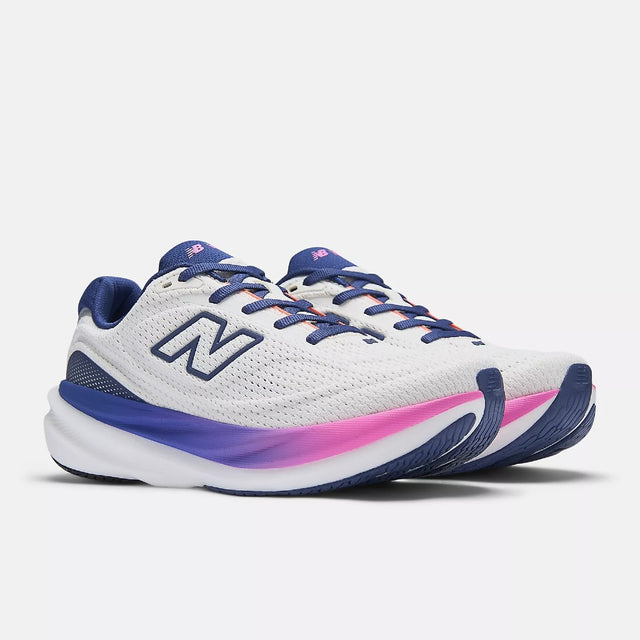 Side view of women's New Balance Fresh Foam X 1080 v15 running shoe in white/purple/pink colour