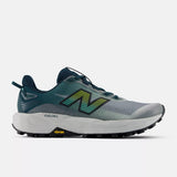 Side view of men's  medusa green/grey New Balance FuelCell Rebel Trail running shoe