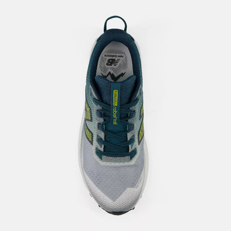 Top view of men's  medusa green/grey New Balance FuelCell Rebel Trail running shoe