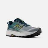 Side view of men's  medusa green/grey New Balance FuelCell Rebel Trail running shoe