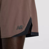 Side split detail of New Balance RC Essential Shorts 5" Men's in Cortado with slate grey colour